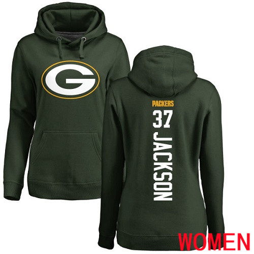Green Bay Packers Green Women #37 Jackson Josh Backer Nike NFL Pullover Hoodie Sweatshirts->nfl t-shirts->Sports Accessory